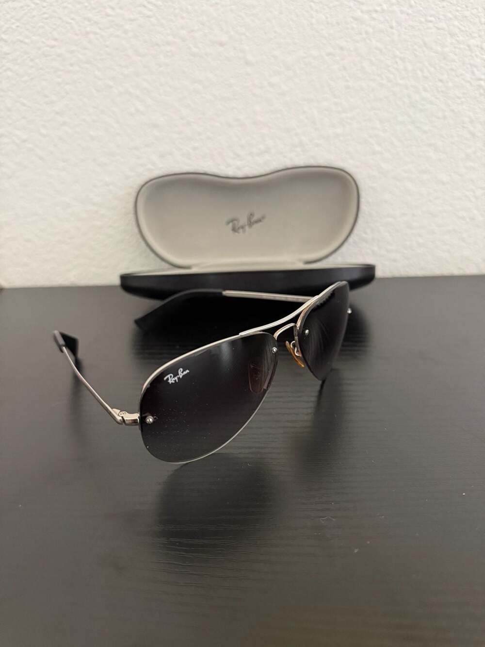 Ray-Ban RB3449 Aviator Rimless Sunglasses With Case